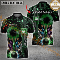 Maxcorners Electric Pattern Bowling Jersey Multicolor Options Personalized Name, Team Name 3D Shirt