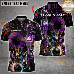 Maxcorners Electric Pattern Bowling Jersey Multicolor Options Personalized Name, Team Name 3D Shirt