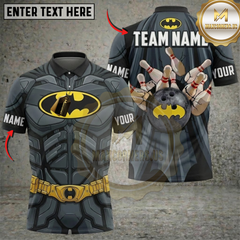 Maxcorners Bowling Superhero Bat Emblem Armor Strike Personalized Name 3D Unisex Shirt