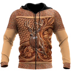 Max Corner Deer Hunting Leather Flower Pattern 3D All Over Printed Shirts Gift For Hunter