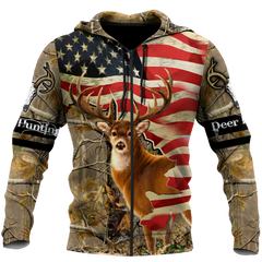 Max Corner Deer Hunting America Flag 3D All Over Printed Shirts Gift For Hunter