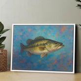 Maxcorners Bass Fishing Art Colorful Painting Fish Art Printed Framed Matte Canvas LM0101