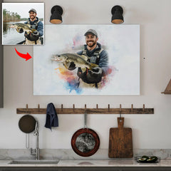 Maxcorners Fishing art canvas custom photo sharing your joy fish art canvas LM0101