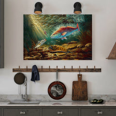 Maxcorners Battle Underwater: Texas Slam Fish Art Canvas Painting Matte Canvas LM0101
