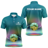 Maxcorners Custom Galaxy Colors Holographic Pickleball Team Polo Shirts For Men, Pickleball League Shirt LM1307