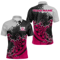 Maxcorners Custom Black And Pink Dartboard Dart Team Men Polo Shirt, Dartboard Pattern Dart Jerseys LM0910