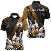 Maxcorners Custom Black And Yellow Bowling Team Jerseys, Striking Bowling League Polo Shirt For Men MT0609