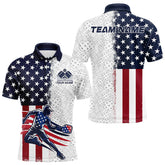 Maxcorners Custom American Flag Pickleball Polo Shirts For Men, Patriotic Pickleball League Shirt