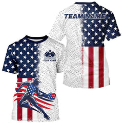 Maxcorners Custom American Flag Pickleball Polo Shirts For Men, Patriotic Pickleball League Shirt