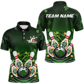 Maxcorners Custom Green St Patrick'S Day Bowling Polo Shirts For Men And Women, Saint Patrick Team Bowling Outfits