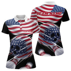 Maxcorners Custom Us Flag Bowling League Shirts, Patriotic Bowling Team Polo Shirts For Men And Women