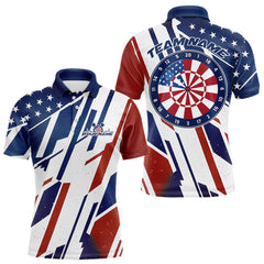 Maxcorners Custom Red, White And Blue Patriotic Dart Jerseys, US Flag Dart Team Men Polo Shirt LM2408