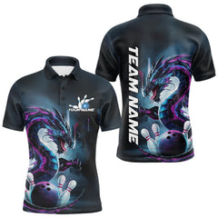 Maxcorners Custom Futuristic Style Dragon Bowling Polo Shirts For Men, Dragon Bowling Outfits LM193
