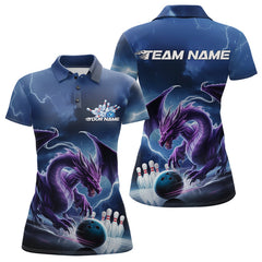 Maxcorners Custom Blue Thunder Lightning Purple Dragon Bowling Team Men Polo Shirts, Bowlers Outfit IPHW8915 LM193