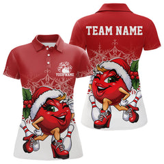 Maxcorners Custom Cute Funny Ladies Ver 1 Christmas Bowling Polo Shirts, Women Team Xmas Bowling Outfit MT1511