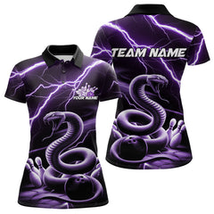 Maxcorners Custom Black And Purple Thunder Lightning Snake Bowling Polo Shirts For Men, Team Outfits LM1302