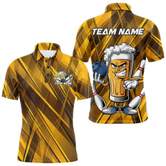 Maxcorners Custom Funny Beer Bowling Men Polo Shirts For Bowlers, Humorous Beer And Bowling Jerseys LM233