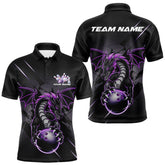 Maxcorners Custom Glowing Purple Dragon Bowling Team Polo Shirts For Men, Dragon Bowling Jerseys LM2707