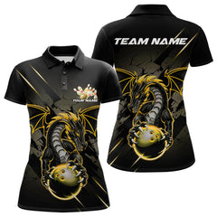 Maxcorners Custom Glowing Yellow Dragon Bowling Team Polo Shirts For Men, Dragon Bowling Jerseys LM2707