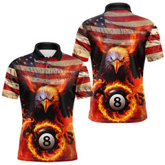 Maxcorners Custom Patriotic Eagle We The People Flame Billiard Shirt For Men, US Flag 8-Ball Shirt TU2601