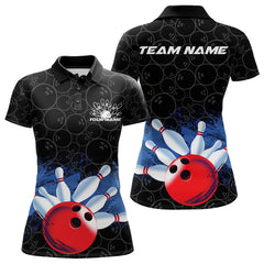 Maxcorners Custom Bowling Pattern Bowling Polo Team Shirts For Men, Bowling League Shirt LM2707
