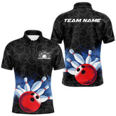 Maxcorners Custom Bowling Pattern Bowling Polo Team Shirts For Men, Bowling League Shirt LM2707