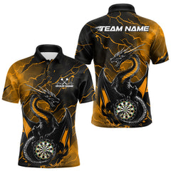 Maxcorners Custom Gold Thunder Lightning Dragon Dart Polo Shirts For Men, Dragon Dart Team Jerseys LM2509