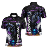 Maxcorners Blue And Purple Thunder Lightning Custom Dragon Bowling Team Polo Shirts For Men And Women