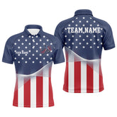 Maxcorners Custom American Flag Patriotic Pickleball Polo Shirts For Men, US Pickleball