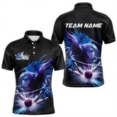 Maxcorners Custom Eagle Bowling Team Polo Shirts For Men, Eagle Bowling Tournament Shirt Bowler Outfit