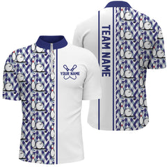 Maxcorners Blue Argyle Custom Bowling Polo Shirts Custom Bowling Uniforms