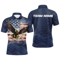 MaxCorners Bowling And Pins Eagle American Flag Customized Name 3D Polo Shirt Unisex