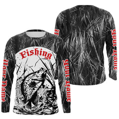 Maxcorners Crappie Fishing Gray Camo Custom 3D Full Printing Shirts, Crappie Long Sleeve Fishing Shirts LM2408