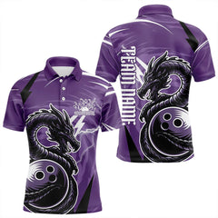 Maxcorners Black And Purple Custom Dragon Bowling Team Shirts For Men, Bowling Uniform