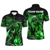 Maxcorners Black And Green Thunder Lightning Custom Dragon Bowling Team Shirts For Men, Bowling Uniform