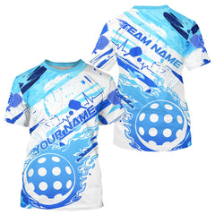 Maxcorners Blue Flame Pickleball Ball Custom Pickleball Polo Shirts For Men, Outdoor Pickleball Jerseys