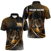 Maxcorners Custom Yellow Dragon Bowling Jerseys, Mystical Bowling Team Uniform Polo Shirts For Men LM2707