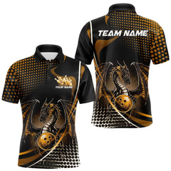 Maxcorners Custom Yellow Dragon Bowling Jerseys, Mystical Bowling Team Uniform Polo Shirts For Men LM2707