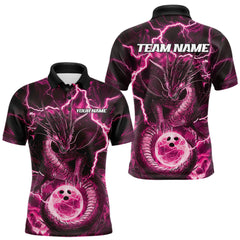 Maxcorners Custom Pink Thunder Lightning Dragon Darts Polo Shirts For Men, Team Uniform LM2408