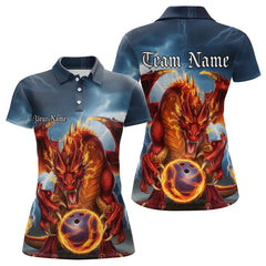 Maxcorners Custom Blue Thunder Lightning Flame Dragon Bowling Polo Team Shirts For Men And Women