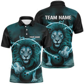 MaxCorners Bowling And Pins Lion Customized Name, Team Name 3D Polo Shirt Unisex