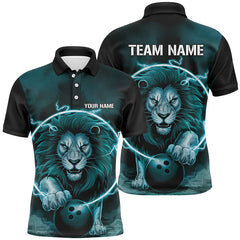 MaxCorners Bowling And Pins Lion Customized Name, Team Name 3D Polo Shirt Unisex