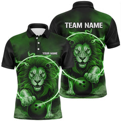 MaxCorners Bowling And Pins Lion Customized Name, Team Name 3D Polo Shirt Unisex