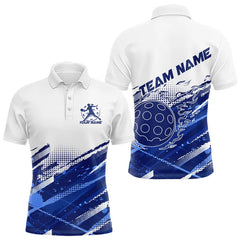 Maxcorners Custom Blue Flame Pickleball Polo Shirts For Men, Pickleball Team Name Shirt LM1307