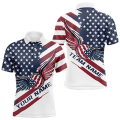 Maxcorners Custom US Flag Patriotic Pickleball Polo Shirts For Men, Pickleball Ball With Wings Shirt
