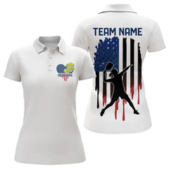 Maxcorners Custom American Flag Patriotic Pickleball Polo Shirts For Men, Love US Pickleball League Shirt