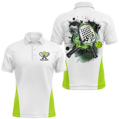 Maxcorners Custom Watercolor Pickleball Polo Shirts, Men'S Pickleball Outfits Pickleball Gifts | Green