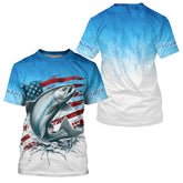 Maxcorners Custom Patriotic Chinook Salmon Long Sleeve Fishing Shirts, Salmon Saltwater Flag Fishing Shirt MT2108