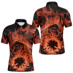 Maxcorners Custom Orange Flame Grim Reaper Halloween Dart Men Polo Shirts For Team, Dart Jerseys LM1610
