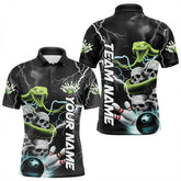 Maxcorners Custom Thunder Lightning Snake Skull Bowling Polo Shirts For Men & Women, Team Bowling Jerseys
